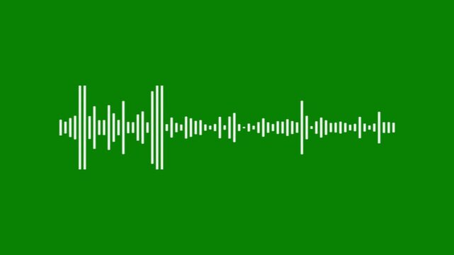White abstract audio spectrum, 4k linear sound wave animation, green background music visualizer, minimalist frequency pulse line, professional waveform, digital sound wave background,