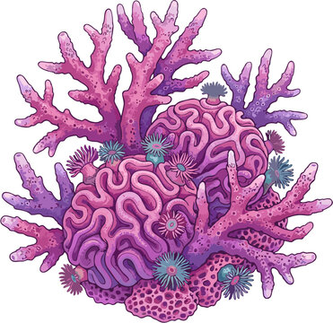 breathtaking vibrant pink brain coral reef ocean underwater