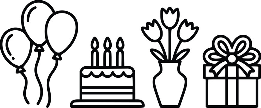 Birthday Icons Vector Illustration