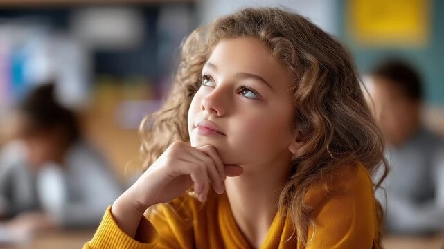 Student daydreaming during a classroom lesson