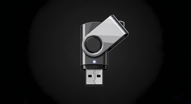A rotating USB flash drive, a portable digital storage device for data transfer and backup