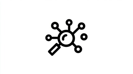Obraz premium Magnifying glass over network of connecting circles