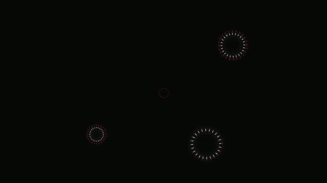 Fireworks circles and color line burst black screen background flat vector doodle style random explosion pop up animation modern fireworks motion 4k seamless loop vibrant design 4k