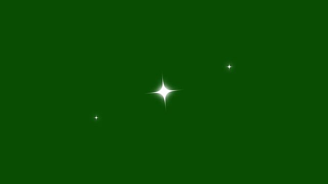 Twinkle stars line glitter sparkles sparkling stars shine animation blinking cartoon stars sparkle vector doodles glowing light effect retro shine movement on green screen background 4k