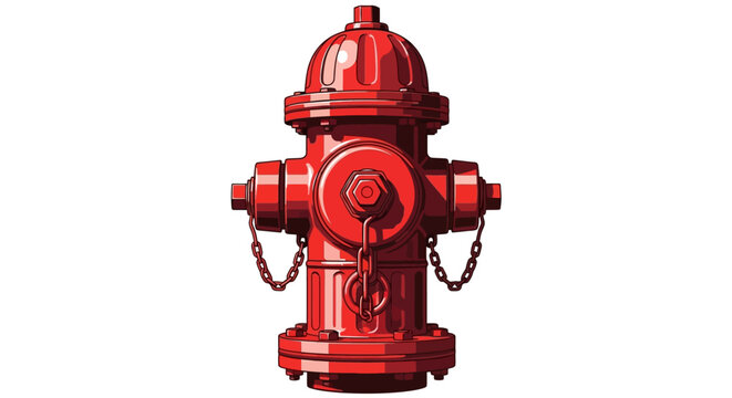 A classic red fire hydrant stands ready for action against a clean white background, a vital piece of municipal infrastructure