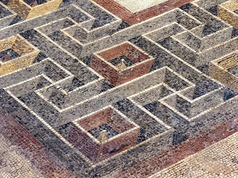 Roman mosaic floor at Domvs Romana - Rabat, Malta