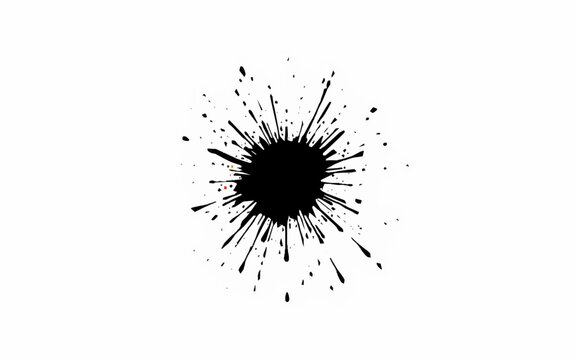Black Ink Splatter: A striking, isolated ink splatter showcasing a dynamic burst of dark liquid. The artwork evokes a sense of raw creativity and expressive design.