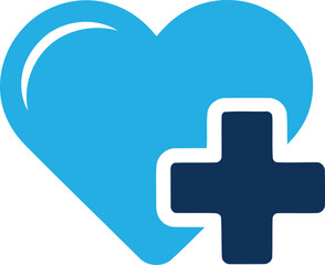 Obraz premium Medical heart symbol with plus sign isolated graphic design