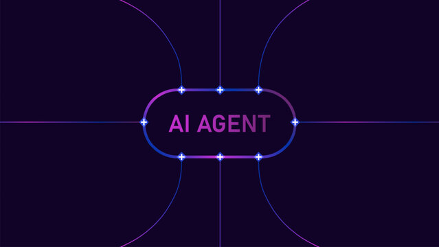 AI agent logo with neon design on dark background for tech branding.