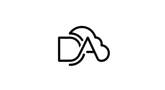 Minimalist cloud logo with intertwined letters D and A