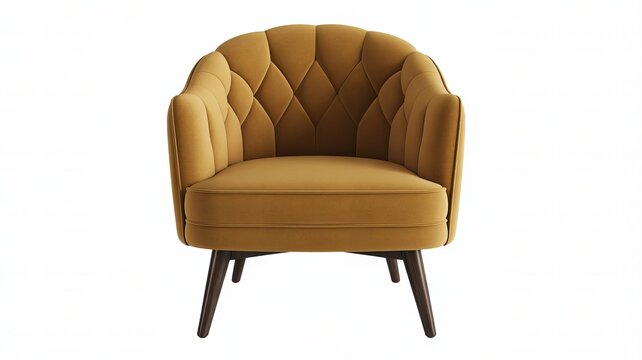 Mustard yellow velvet armchair with diamond tufting and tapered wooden legs furniture