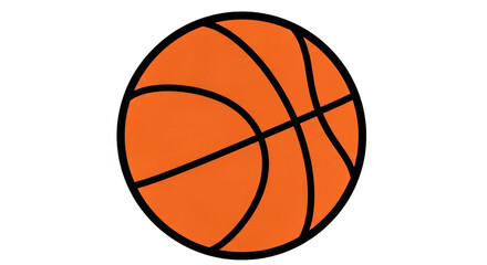 Obraz premium A brightly colored orange basketball with black lines, presented as a simple and clear graphic on a white background.