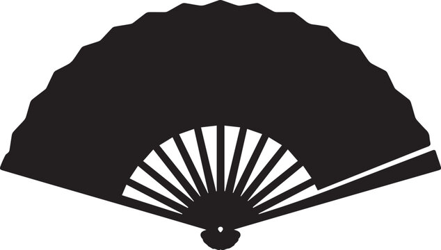 Folding Hand Fan Silhouette Summer Cooling Tool Vector