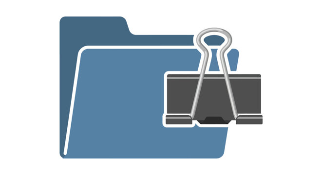 Blue File Folder with Binder Clip.