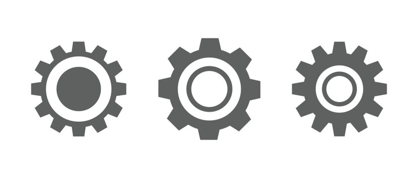 Settings Gear Icons Collection &ndash; Minimal Cogwheel Symbols in Black, White and Color Styles for Technology, Engineering and User Interface Design