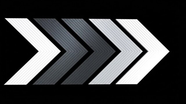 Abstract 3D chevrons progressing right with white and grey gradient