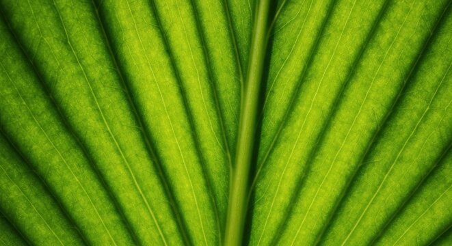 Close-up of a vibrant green leaf's veined surface