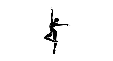 Silhouette of a ballet dancer in graceful pose on pointe, elegant movement © ryo