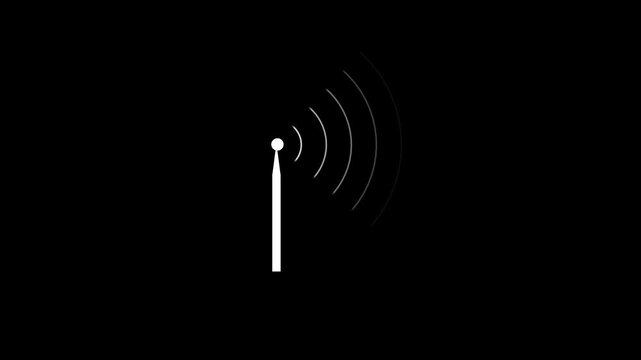 Internet signal symbol animation. Antenna signal with communication concept animation. Radio waves wireless signal icon animation 4k motion video.