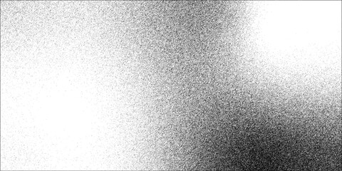 Fototapeta premium Grain noise of black irregular dots and grainy halftone fade effect with sand dust particles. Black dotted noisy gradation wallpaper Monochrome dot pattern with grainy effect.