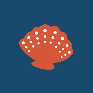 Nautical Coastal Poster with Seashell Flat Design Vector Illustration