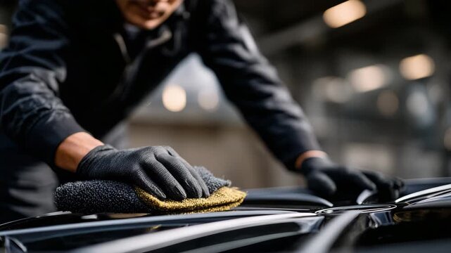 Macro perspective of lint remover on high-end suede wheel, close-up of pilling being eliminated, gloved fingers guiding tool along curves, ambient light highlighting soft texture a