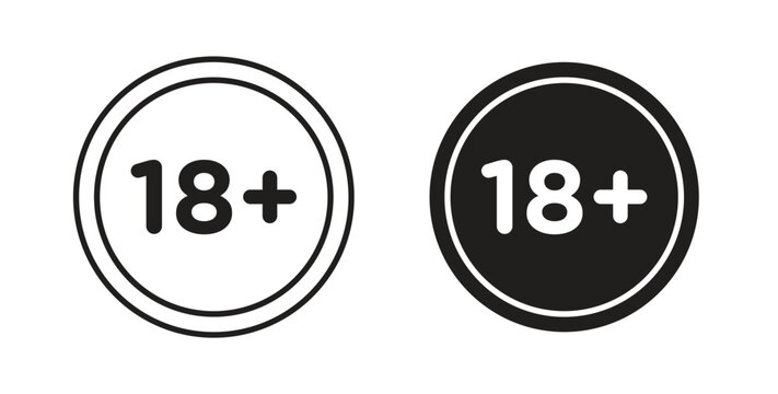 18 Plus icon on white background. icon set