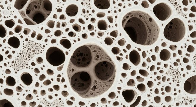 Abstract Bone Structure Microscopic View, Osteoporosis Concept, Medical Background