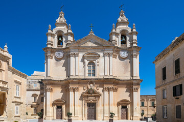 Obraz premium St. Pauls Cathedral facade - Mdina, Malta
