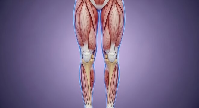 Human Leg Anatomy Detailed 3D Illustration of Muscles, Bones, and Skeletal Structure