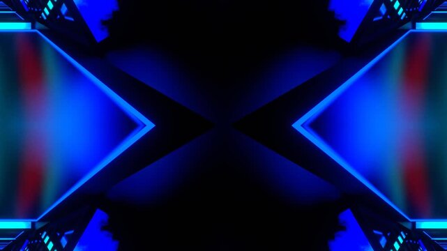 Blue and Red Glowing Screen Kaleidoscope Background VJ Loop in 4K