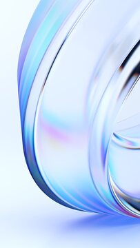 Abstract clean glass shape, vertical 3d render