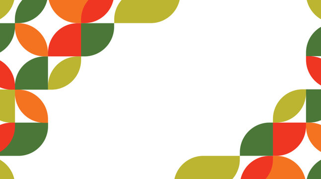 Vibrant abstract geometric pattern with colorful quarter circles forming a modern frame for creative backgrounds vector illustration