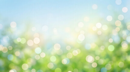 Fototapeta premium Bright Abstract Nature Scene with Bokeh Light Effects in Soft Green and Blue Hues