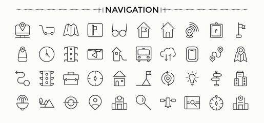 Navigation icon. Minimal thin line web icons set. Editable vector illustration. Destination line icon set. Related to travel, road, destination, arrow and more.