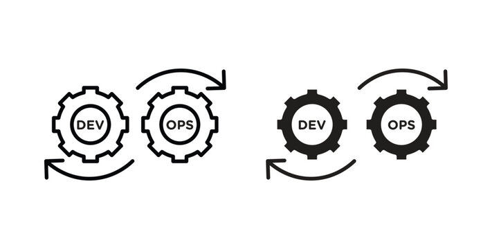 Dev ops icon on white background. icon set