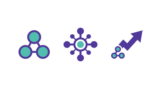 Abstract Network Icons: Connection, Growth, and Data