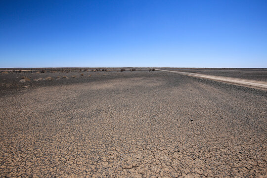 Desolate flat area near Verneukpan where land speed records were performed, Northern Cape, South Africa