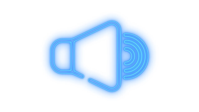A vibrant colorful neon volume icon, symbolizing audio control, sound adjustment, and multimedia technology, glowing with modern digital design, isolated on transparent background.