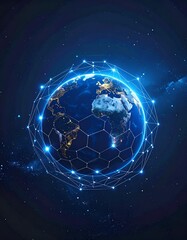 Naklejka premium Global Connectivity - A Networked Earth in the Digital Age.