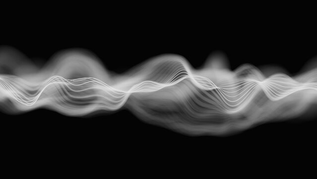 Audio white waveform digital background. Abstract music waves equalizer. Futuristic sound wave visualization. AI synthetic voice technology. Tune print. Distorted frequencies.
