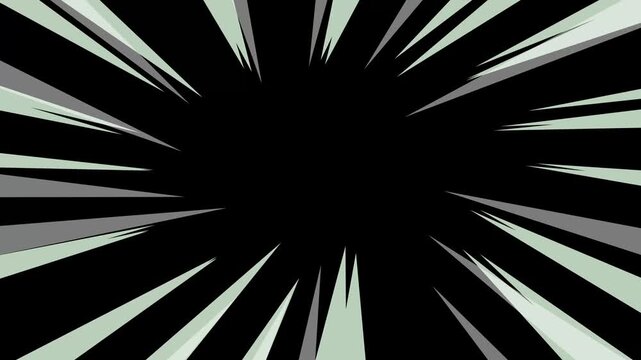 Comic book style manga speed lines background. Abstract radiating light ray patterns for dynamic action effect. Graphical motion animation for design element theme.