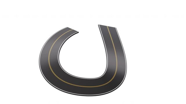 Cartoon creative highway with alpha channel, 3d rendering.