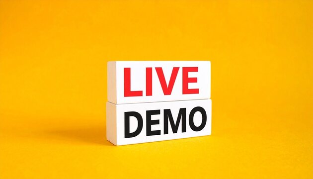 Stacked blocks live demo text bold letters yellow background