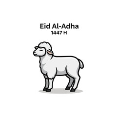 Obraz premium Gentle white sheep illustration, symbolizing devotion and cultural heritage, ideal for designs celebrating a global religious observance of peace, community, and tradition