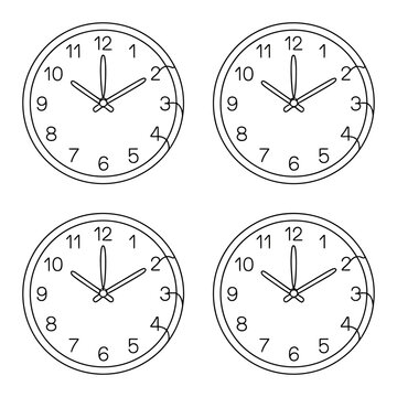Set of Analog Clocks Vector Illustration