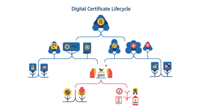 Digital Certificate Lifecycle Diagram: Issuance, Management, Renewal, Revocation