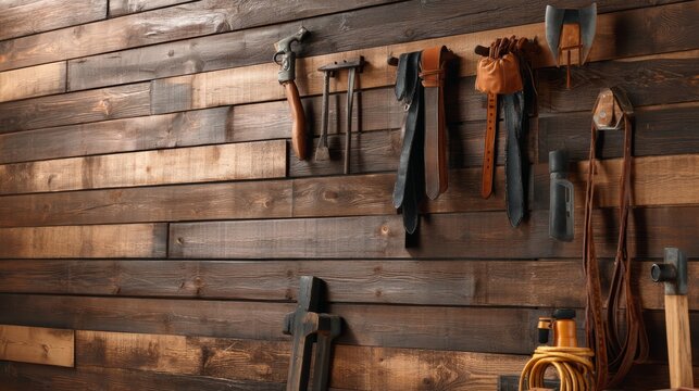 Detailed Workshop Setup with Wooden Wall and Western Tools for Gunsmithing