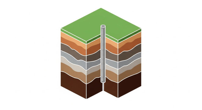 Cross Section Soil Core Sample Showing Layered Strata.