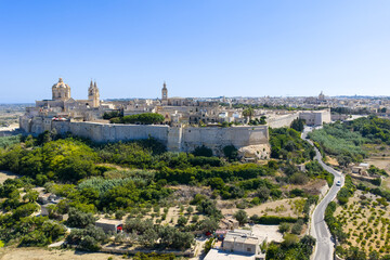Fototapeta premium Mdina fortified city walls and skyline - Mdina, Malta